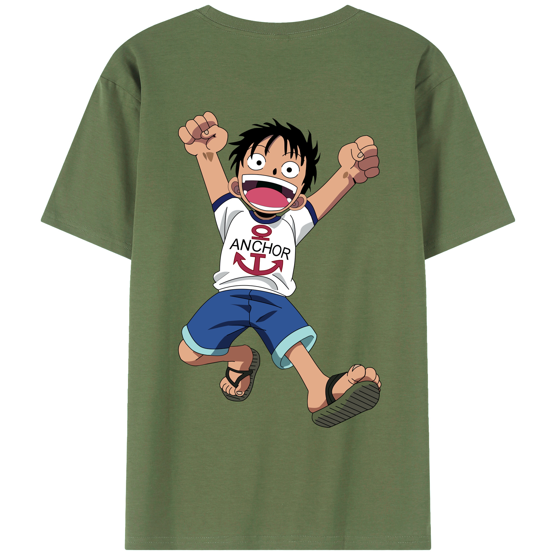 ワンピース モンキー・D・ルフィ ONE PIECE Monkey D. Luffy 綿100％ メンズ半袖Tシャツ（バックプリント） 通気性